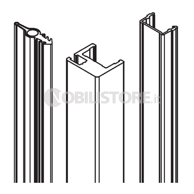 Profilo verticale di guarnizione per sezione fissa spessore cristallo 11-13 mm